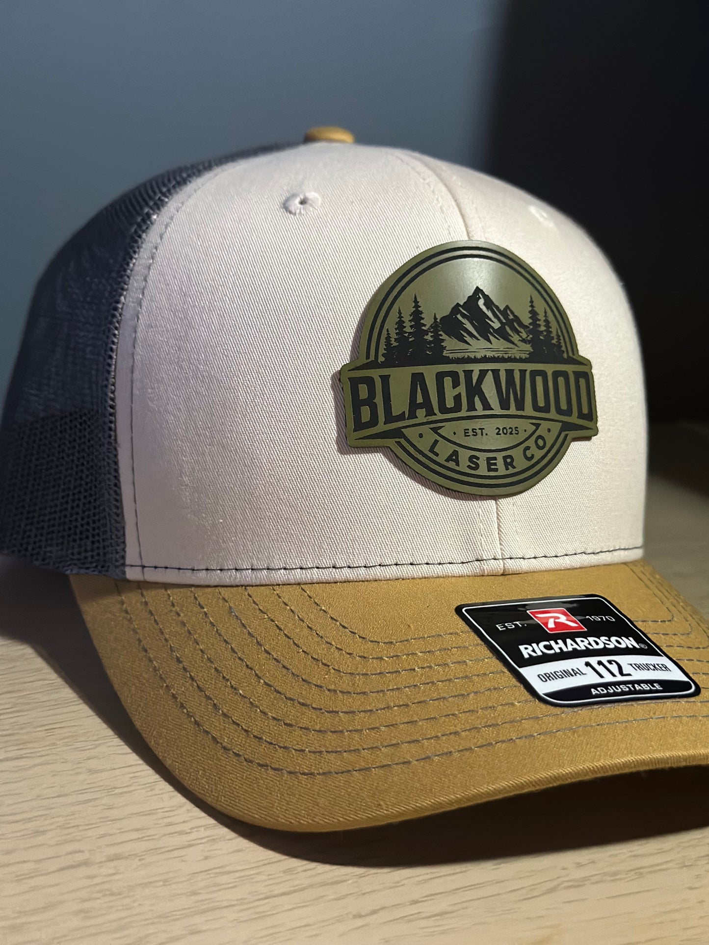 Custom Engraved Leather Patch Hat (Richardson 112)