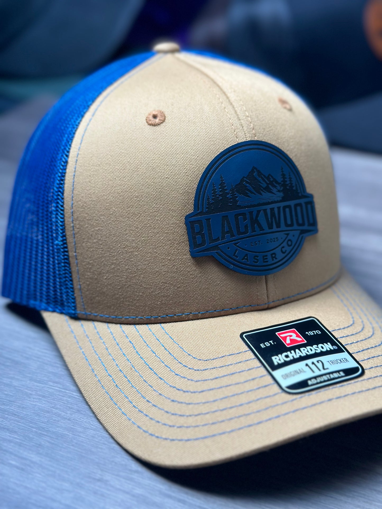 Custom Engraved Leather Patch Hat (Richardson 112)