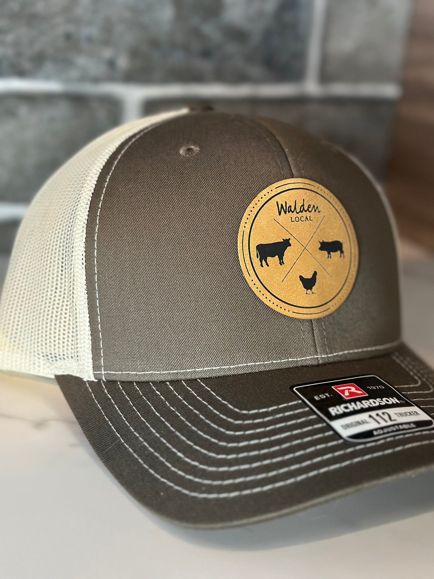 Custom Engraved Leather Patch Hat (Richardson 112)