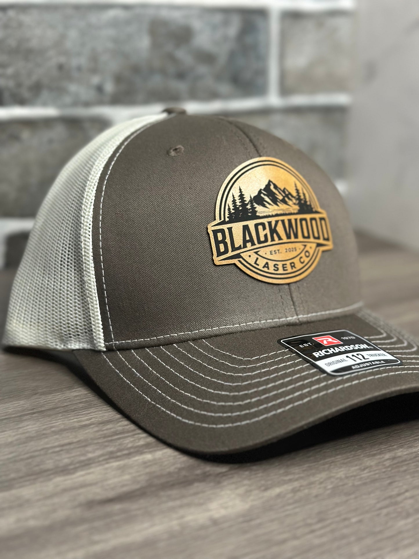 Custom Engraved Leather Patch Hat (Richardson 112)